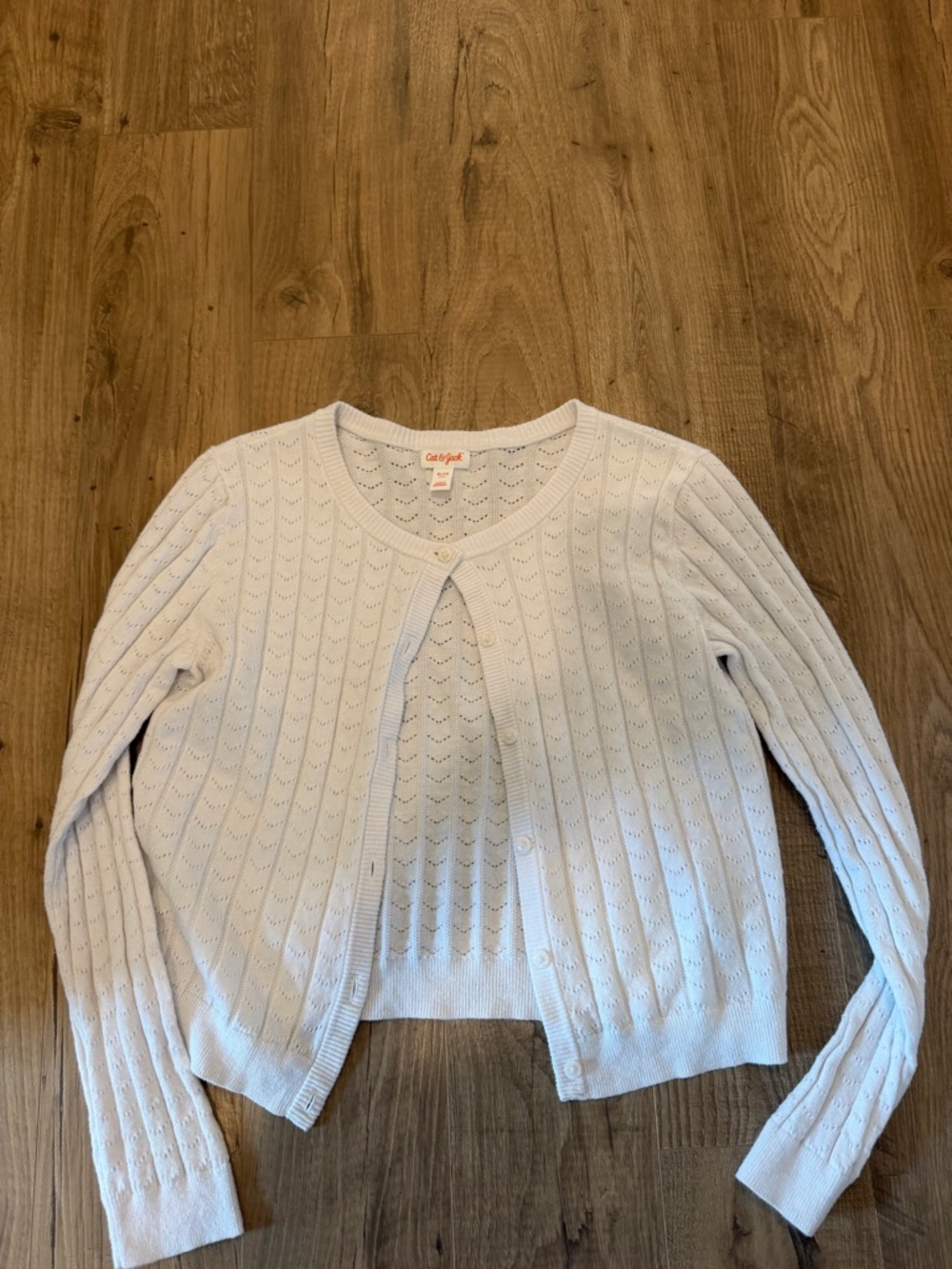 Cat & Jack Eyelet Knit Button-Front Cardigan
